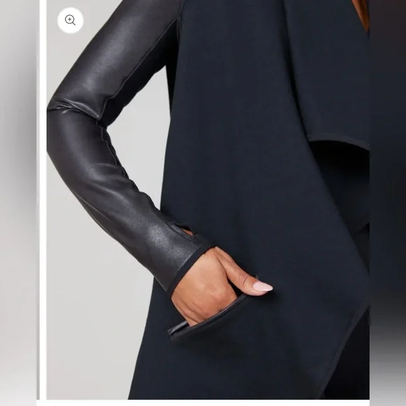 NWOT Spanx Drape Front Jacket Very Black - Picture 3 of 11